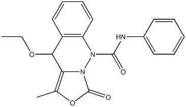 3-Methyl-4-ethoxy-9-phenylcarbamoyl-4,9-dihydro-9,9a-diaza-1H-naphtho[2,3-c]furan-1-one Struktur