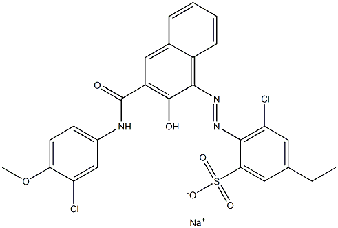 3-Chloro-5-ethyl-2-[[3-[[(3-chloro-4-methoxyphenyl)amino]carbonyl]-2-hydroxy-1-naphtyl]azo]benzenesulfonic acid sodium salt Struktur