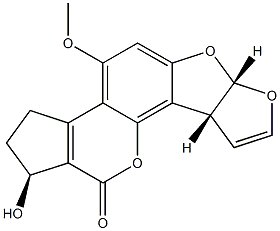 (1S,6aS,9aR)-2,3,6a,9a-Tetrahydro-1-hydroxy-4-methoxycyclopenta[c]furo[3',2':4,5]furo[2,3-h][1]benzopyran-11(1H)-one Struktur