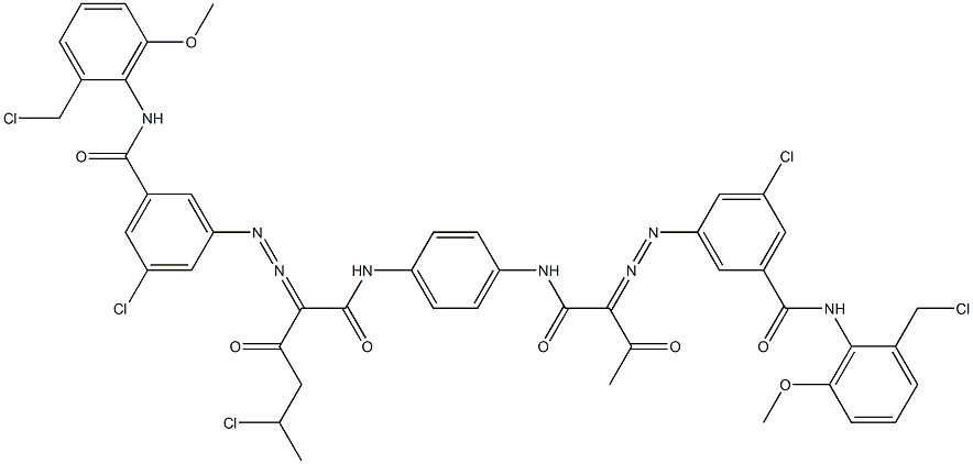 3,3'-[2-(1-Chloroethyl)-1,4-phenylenebis[iminocarbonyl(acetylmethylene)azo]]bis[N-[2-(chloromethyl)-6-methoxyphenyl]-5-chlorobenzamide] Struktur