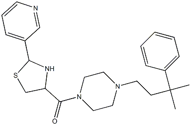 4-[[4-(3-Methyl-3-phenylbutyl)piperazin-1-yl]carbonyl]-2-(3-pyridyl)thiazolidine Struktur