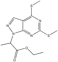 4,6-Bis(methylthio)-1-[1-(ethoxycarbonyl)ethyl]-1H-pyrazolo[3,4-d]pyrimidine Struktur