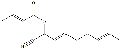 3-Methyl-2-butenoic acid 1-cyano-3,7-dimethyl-2,6-octadienyl ester Struktur