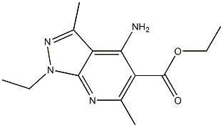 1-Ethyl-3-methyl-4-amino-6-methyl-1H-pyrazolo[3,4-b]pyridine-5-carboxylic acid ethyl ester Struktur