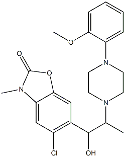 5-Chloro-3-methyl-6-[2-[4-[2-methoxyphenyl]piperazin-1-yl]-1-hydroxypropyl]benzoxazol-2(3H)-one Struktur