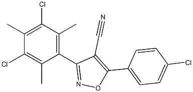 5-(4-Chlorophenyl)-3-(3,5-dichloro-2,4,6-trimethylphenyl)-isoxazole-4-carbonitrile Struktur