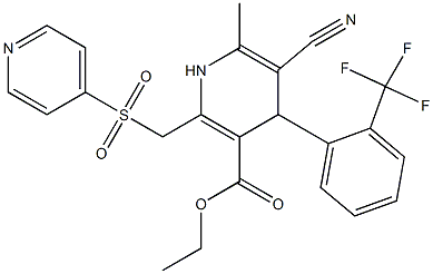 5-Cyano-1,4-dihydro-6-methyl-2-[(4-pyridinylsulfonyl)methyl]-4-(2-trifluoromethylphenyl)pyridine-3-carboxylic acid ethyl ester Struktur