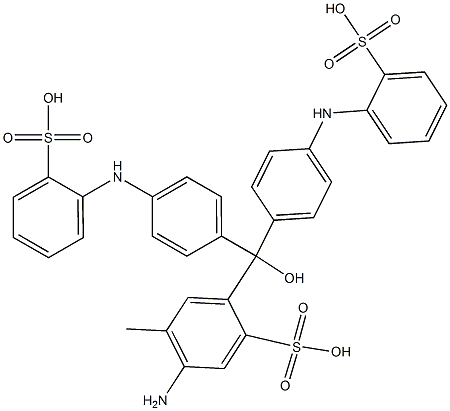 2-[Bis[4-(2-sulfophenylamino)phenyl]hydroxymethyl]-5-amino-4-methylbenzenesulfonic acid Struktur