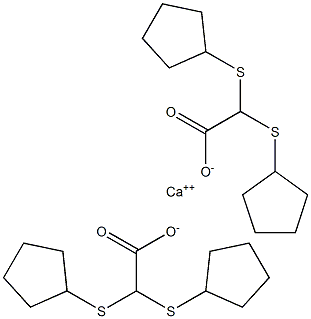 Bis[bis(cyclopentylthio)acetic acid]calcium salt Struktur