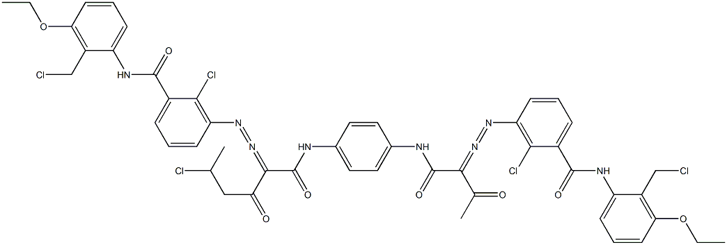 3,3'-[2-(1-Chloroethyl)-1,4-phenylenebis[iminocarbonyl(acetylmethylene)azo]]bis[N-[2-(chloromethyl)-3-ethoxyphenyl]-2-chlorobenzamide] Struktur