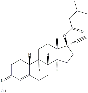 (17S)-3-(Hydroxyimino)-17-ethynylestr-4-en-17-ol 17-isovalerate Struktur