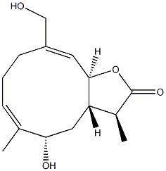 (3S,3aS,5S,6E,10Z,11aS)-3,6-Dimethyl-5-hydroxy-10-(hydroxymethyl)-3a,4,5,8,9,11a-hexahydrocyclodeca[b]furan-2(3H)-one Struktur