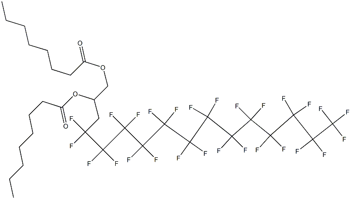 Dioctanoic acid 4,4,5,5,6,6,7,7,8,8,9,9,10,10,11,11,12,12,13,13,14,14,15,15,16,16,16-heptacosafluoro-1,2-hexadecanediyl ester Struktur