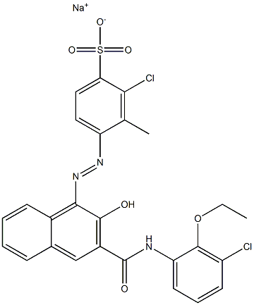 2-Chloro-3-methyl-4-[[3-[[(3-chloro-2-ethoxyphenyl)amino]carbonyl]-2-hydroxy-1-naphtyl]azo]benzenesulfonic acid sodium salt Struktur