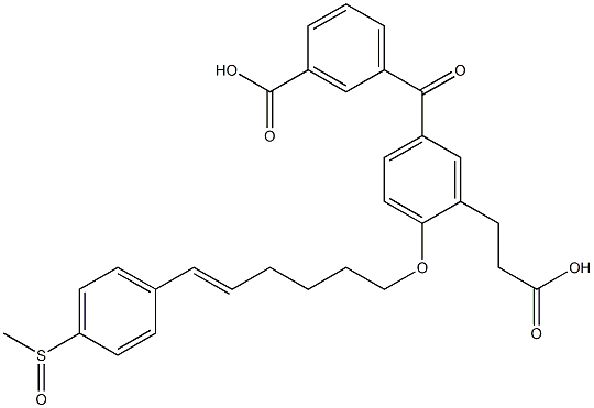 5-(3-Carboxybenzoyl)-2-[(E)-6-(4-methylsulfinylphenyl)-5-hexenyloxy]benzenepropanoic acid Struktur