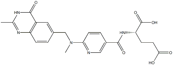 (2S)-2-[2-[N-Methyl-N-[[(3,4-dihydro-2-methyl-4-oxoquinazolin)-6-yl]methyl]amino]-5-pyridinylcarbonylamino]glutaric acid Struktur