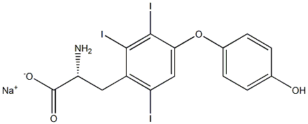 (R)-2-Amino-3-[4-(4-hydroxyphenoxy)-2,3,6-triiodophenyl]propanoic acid sodium salt Struktur