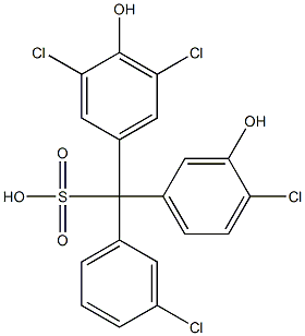 (3-Chlorophenyl)(4-chloro-3-hydroxyphenyl)(3,5-dichloro-4-hydroxyphenyl)methanesulfonic acid Struktur