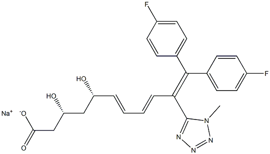 (3R,5S,6E,8E)-11,11-Bis(4-fluorophenyl)-3,5-dihydroxy-10-(1-methyl-1H-tetrazol-5-yl)-6,8,10-undecatrienoic acid sodium salt Struktur