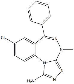 8-Chloro-4-methyl-6-phenyl-4H-[1,2,4]triazolo[4,3-a][1,3,4]benzotriazepin-1-amine Struktur