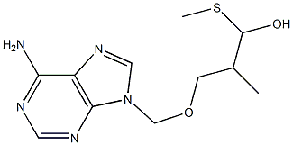 6-Amino-9-(2-hydroxy-1-methylthiomethylpropoxymethyl)-9H-purine Struktur