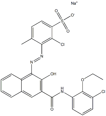 2-Chloro-4-methyl-3-[[3-[[(3-chloro-2-ethoxyphenyl)amino]carbonyl]-2-hydroxy-1-naphtyl]azo]benzenesulfonic acid sodium salt Struktur