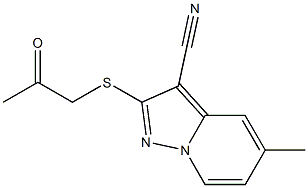 2-[[(Methylcarbonyl)methyl]thio]-5-methyl-pyrazolo[1,5-a]pyridine-3-carbonitrile Struktur