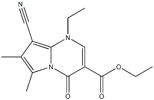 1-Ethyl-4-oxo-6-methyl-7-methyl-8-cyano-1,4-dihydropyrrolo[1,2-a]pyrimidine-3-carboxylic acid ethyl ester Struktur