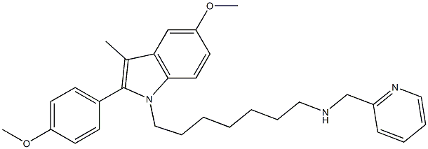 5-Methoxy-2-(4-methoxyphenyl)-3-methyl-1-[7-[(2-pyridinylmethyl)amino]heptyl]-1H-indole Struktur