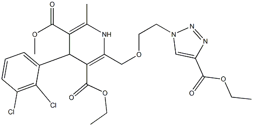 4-(2,3-Dichlorophenyl)-1,4-dihydro-2-[2-(4-ethoxycarbonyl-1H-1,2,3-triazol-1-yl)ethoxymethyl]-6-methylpyridine-3,5-dicarboxylic acid 3-ethyl 5-methyl ester Struktur