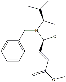 (E)-3-[(2S,4S)-3-Benzyl-4-(1-methylethyl)oxazolidin-2-yl]propenoic acid methyl ester Struktur