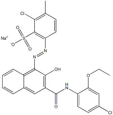 2-Chloro-3-methyl-6-[[3-[[(4-chloro-2-ethoxyphenyl)amino]carbonyl]-2-hydroxy-1-naphtyl]azo]benzenesulfonic acid sodium salt Struktur