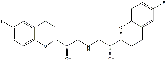 (2R)-6-Fluoro-2-[(R)-2-[[(R)-2-hydroxy-2-[[(R)-6-fluoro-3,4-dihydro-2H-1-benzopyran]-2-yl]ethyl]amino]-1-hydroxyethyl]-3,4-dihydro-2H-1-benzopyran Struktur