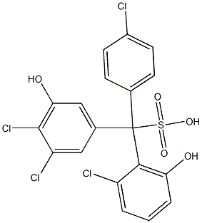 (4-Chlorophenyl)(2-chloro-6-hydroxyphenyl)(3,4-dichloro-5-hydroxyphenyl)methanesulfonic acid Struktur