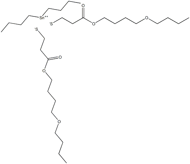 Dibutyltin(IV)bis[3-(4-butoxybutoxy)-3-oxopropane-1-thiolate] Struktur