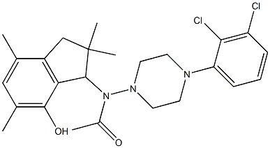 2,3-Dihydro-3-[[4-(2,3-dichlorophenyl)-1-piperazinyl]acetylamino]-2,2,5,7-tetramethyl-1H-inden-4-ol Struktur