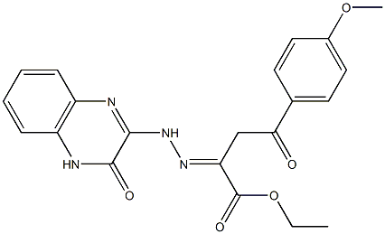 2-[2-(3,4-Dihydro-3-oxoquinoxaline-2-yl)hydrazono]-4-oxo-4-(4-methoxyphenyl)butyric acid ethyl ester Struktur