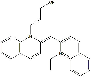 1-Ethyl-2-[[1-(3-hydroxypropyl)quinolin-2(1H)-ylidene]methyl]quinolinium Struktur