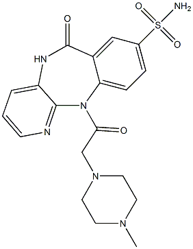 5,11-Dihydro-11-[(4-methyl-1-piperazinyl)acetyl]-6-oxo-6H-pyrido[2,3-b][1,4]benzodiazepine-8-sulfonamide Struktur