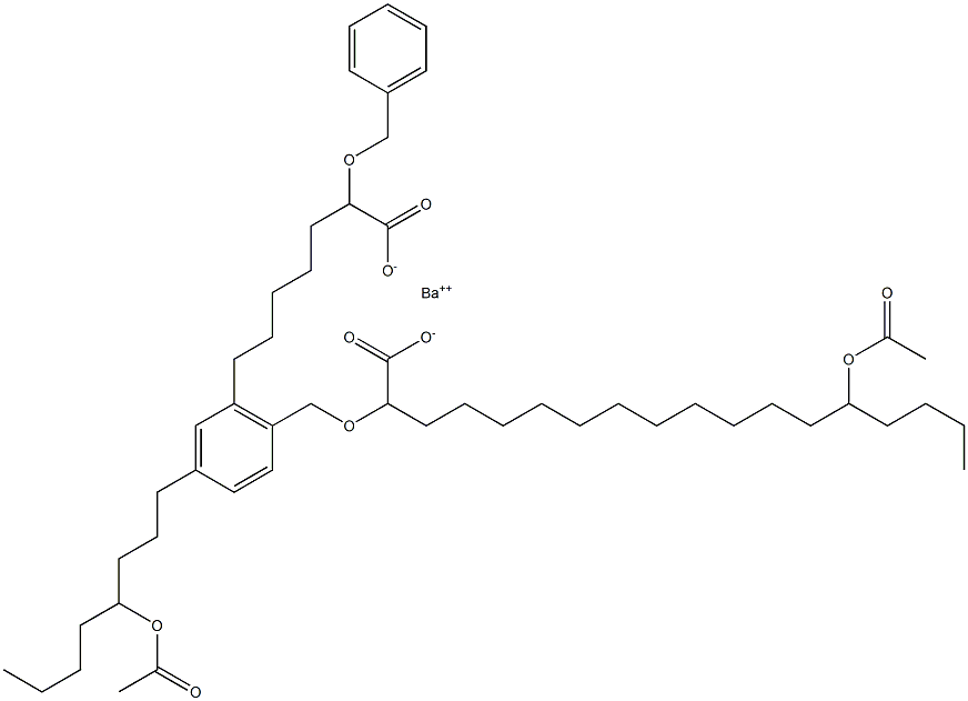 Bis(2-benzyloxy-14-acetyloxystearic acid)barium salt Struktur