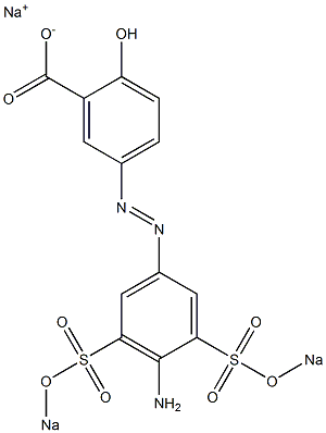 5-[[4-Amino-3,5-bis(sodiosulfo)phenyl]azo]-2-hydroxybenzoic acid sodium salt Struktur