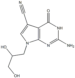 2-Amino-3,4-dihydro-7-(2,3-dihydroxypropyl)-4-oxo-7H-pyrrolo[2,3-d]pyrimidine-5-carbonitrile Struktur