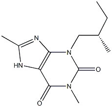 3,7-Dihydro-1,8-dimethyl-3-[(S)-2-methylbutyl]-1H-purine-2,6-dione Struktur