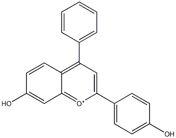 7-Hydroxy-4-phenyl-2-(4-hydroxyphenyl)-1-benzopyrylium Struktur