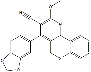 2-Methoxy-4-[3,4-(methylenedioxy)phenyl]-5H-[1]benzothiopyrano[4,3-b]pyridine-3-carbonitrile Struktur