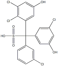 (3-Chlorophenyl)(3-chloro-5-hydroxyphenyl)(2,3-dichloro-5-hydroxyphenyl)methanesulfonic acid Struktur