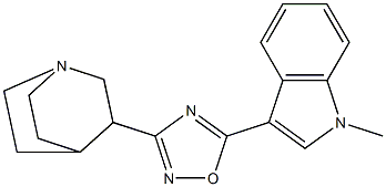 3-[3-(1-Azabicyclo[2.2.2]octan-3-yl)-1,2,4-oxadiazol-5-yl]-1-methyl-1H-indole Struktur