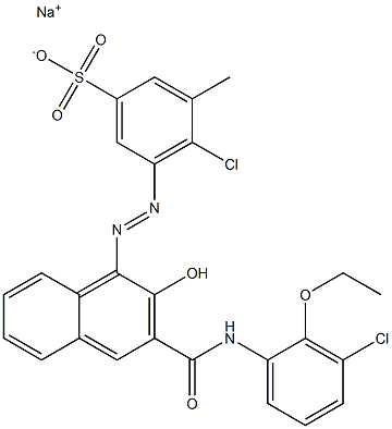 4-Chloro-3-methyl-5-[[3-[[(3-chloro-2-ethoxyphenyl)amino]carbonyl]-2-hydroxy-1-naphtyl]azo]benzenesulfonic acid sodium salt Struktur