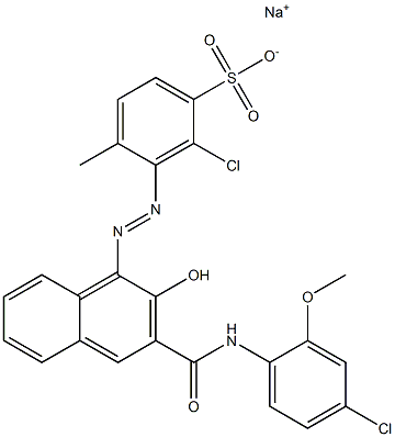 2-Chloro-4-methyl-3-[[3-[[(4-chloro-2-methoxyphenyl)amino]carbonyl]-2-hydroxy-1-naphtyl]azo]benzenesulfonic acid sodium salt Struktur