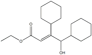 (E)-3-(Hydroxy(cyclohexyl)methyl)-3-cyclohexylpropenoic acid ethyl ester Struktur